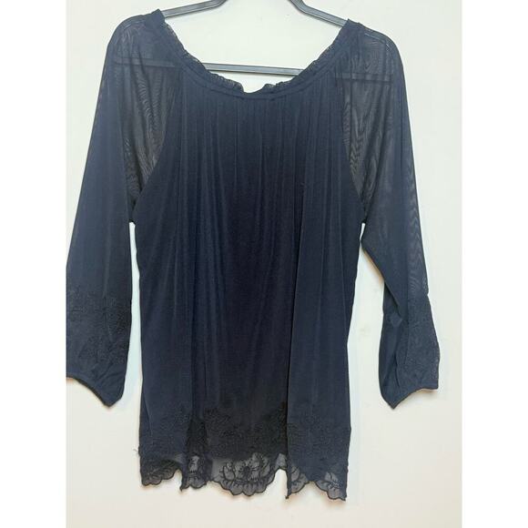 Ellane Rose Bohemian Embroidered Blouse with sheer Sleeves Size L - Picture 2 of 7